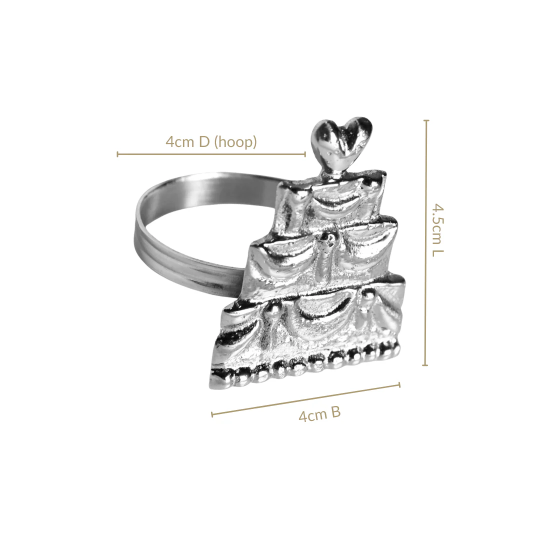 Cake Napkin Ring In Pure Brass Set Of 6 Silver - Image 3