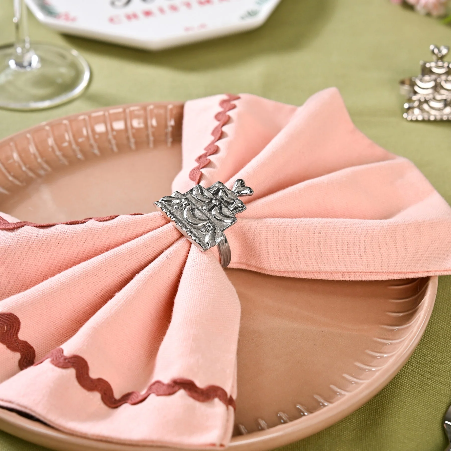 Cake Napkin Ring In Pure Brass Set Of 6 Silver - Image 7