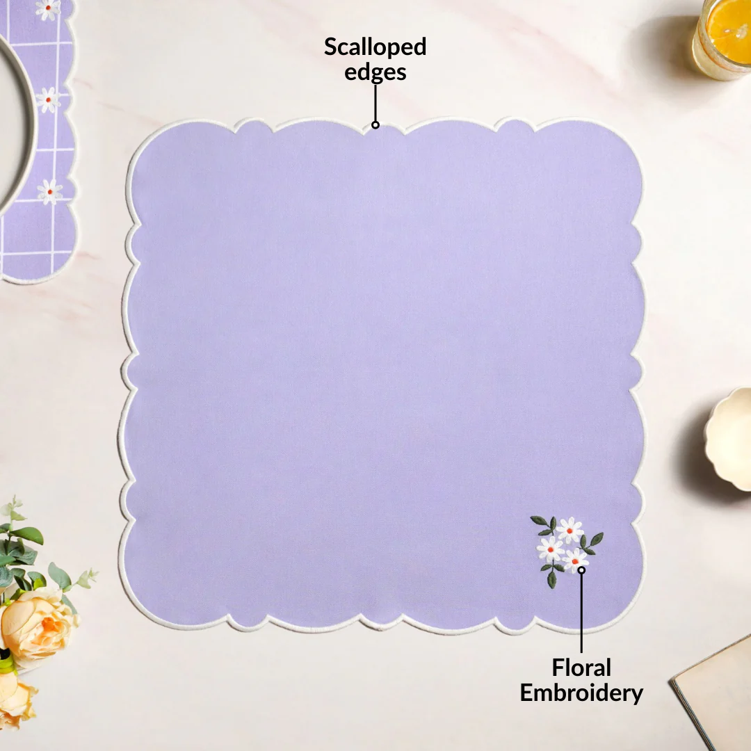 Lavender Embroidered Cotton Table Napkin Set Of 6 - Image 2