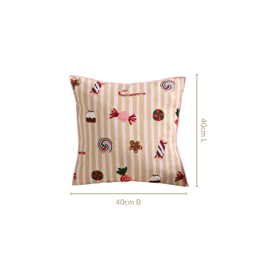 Candy Cotton Embroidered Cushion Cover 40x40cm - Image 3