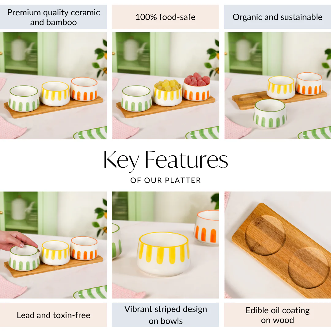 Carnival Stripe Bowls With Tray Set Of 4 - Image 5