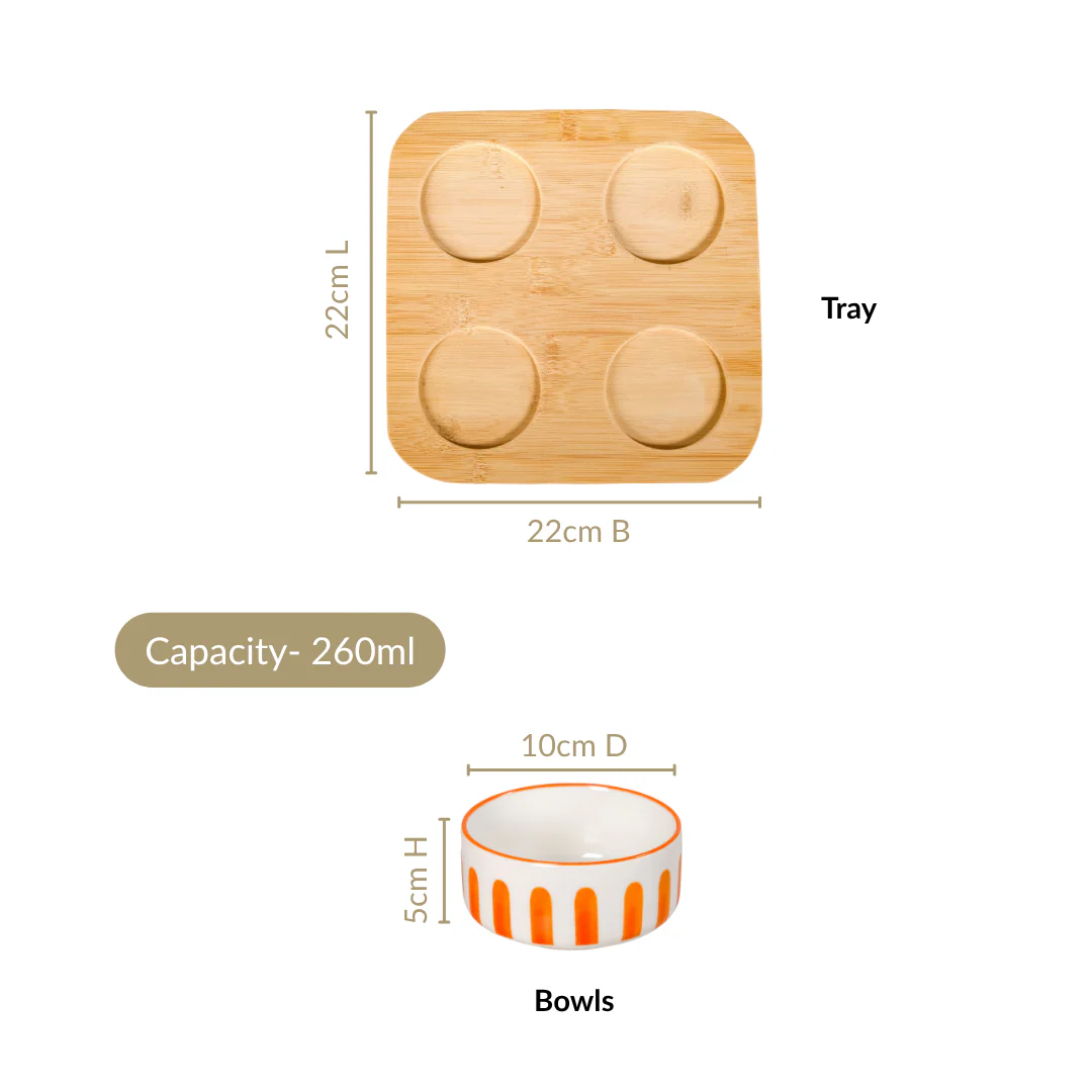 Carnival Stripe Bowls With Tray Set Of 5 - Image 3