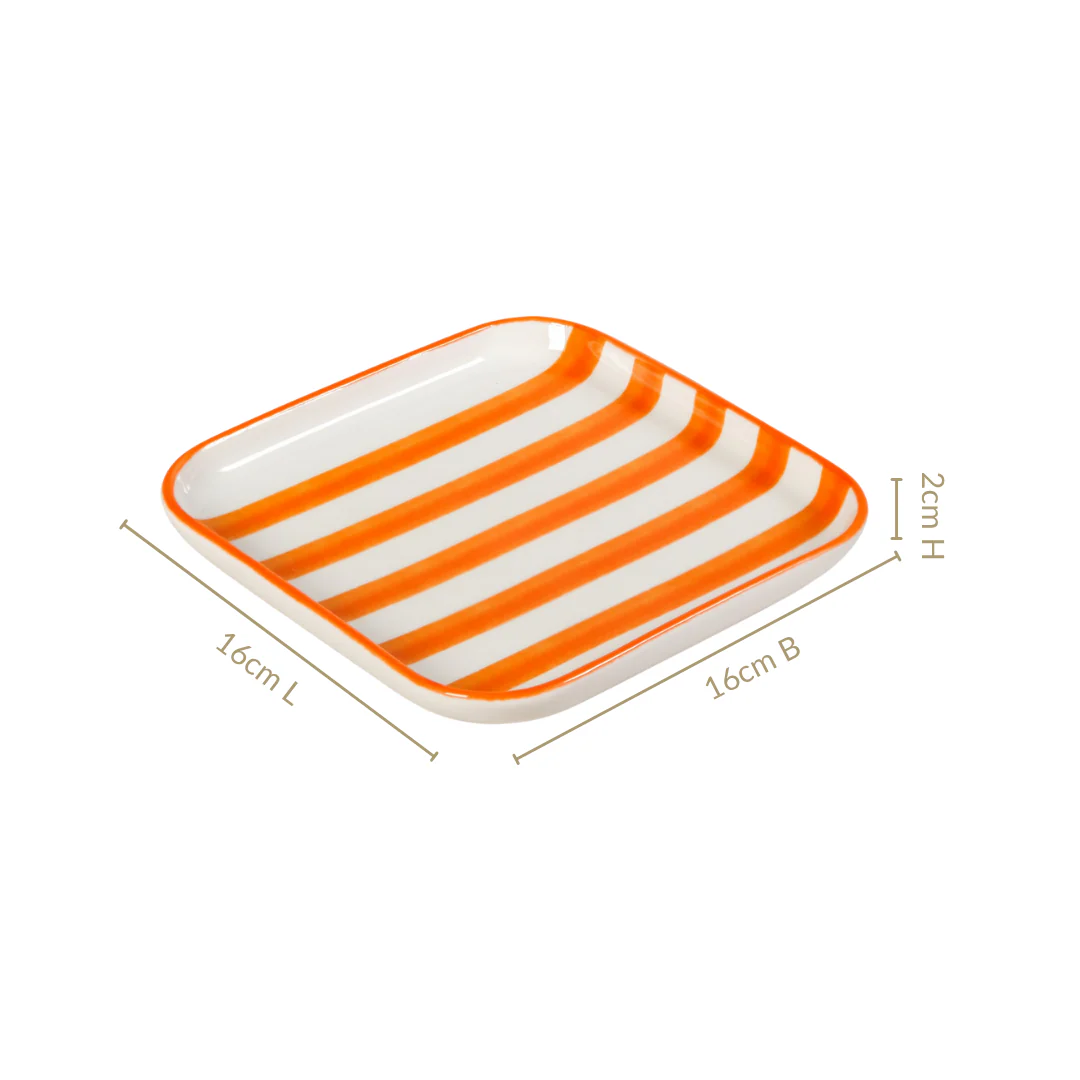 Carnival Stripe Dessert Plates Set Of 2 16x16cm Orange Yellow - Image 4