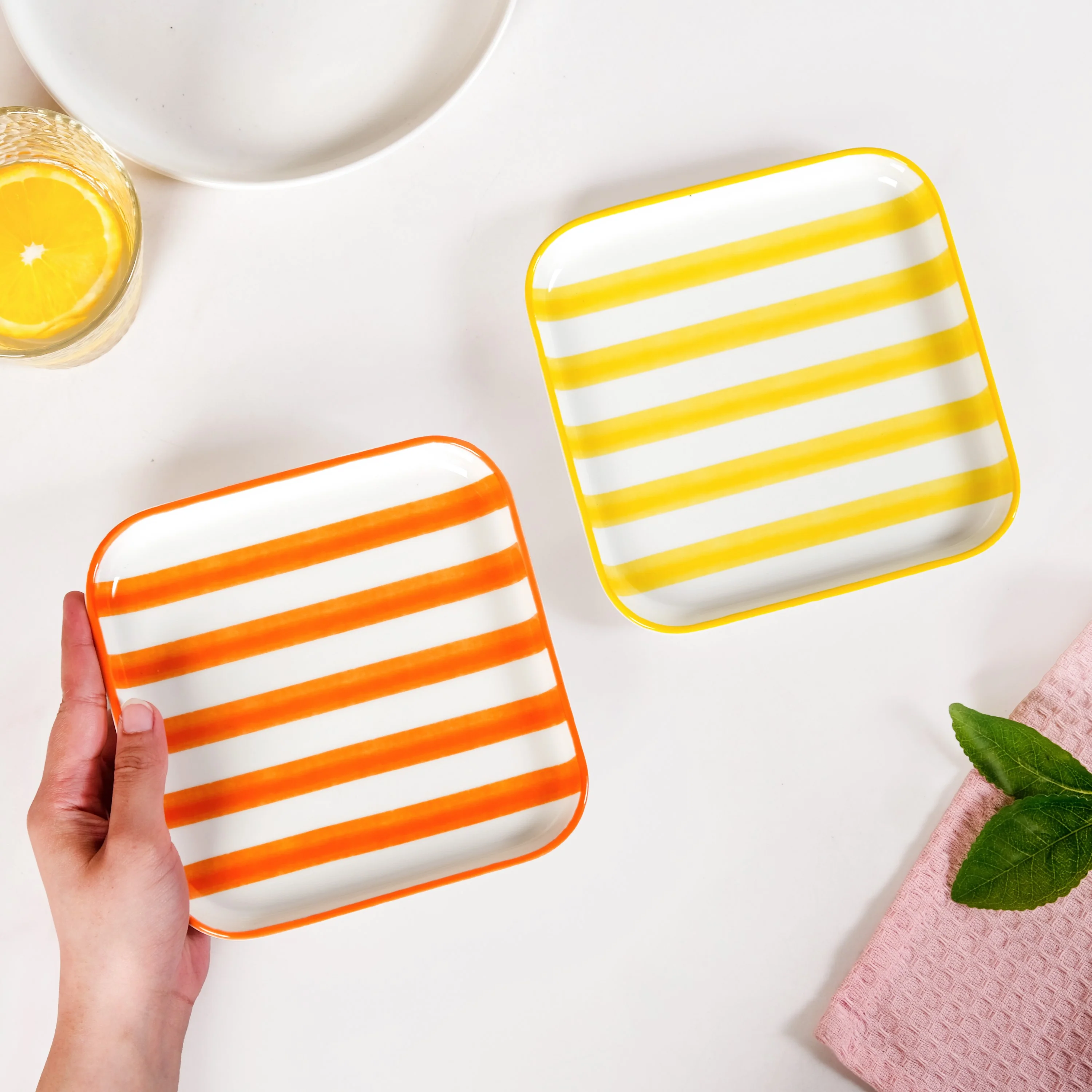 Carnival Stripe Dessert Plates Set Of 2 16x16cm Orange Yellow - Image 6