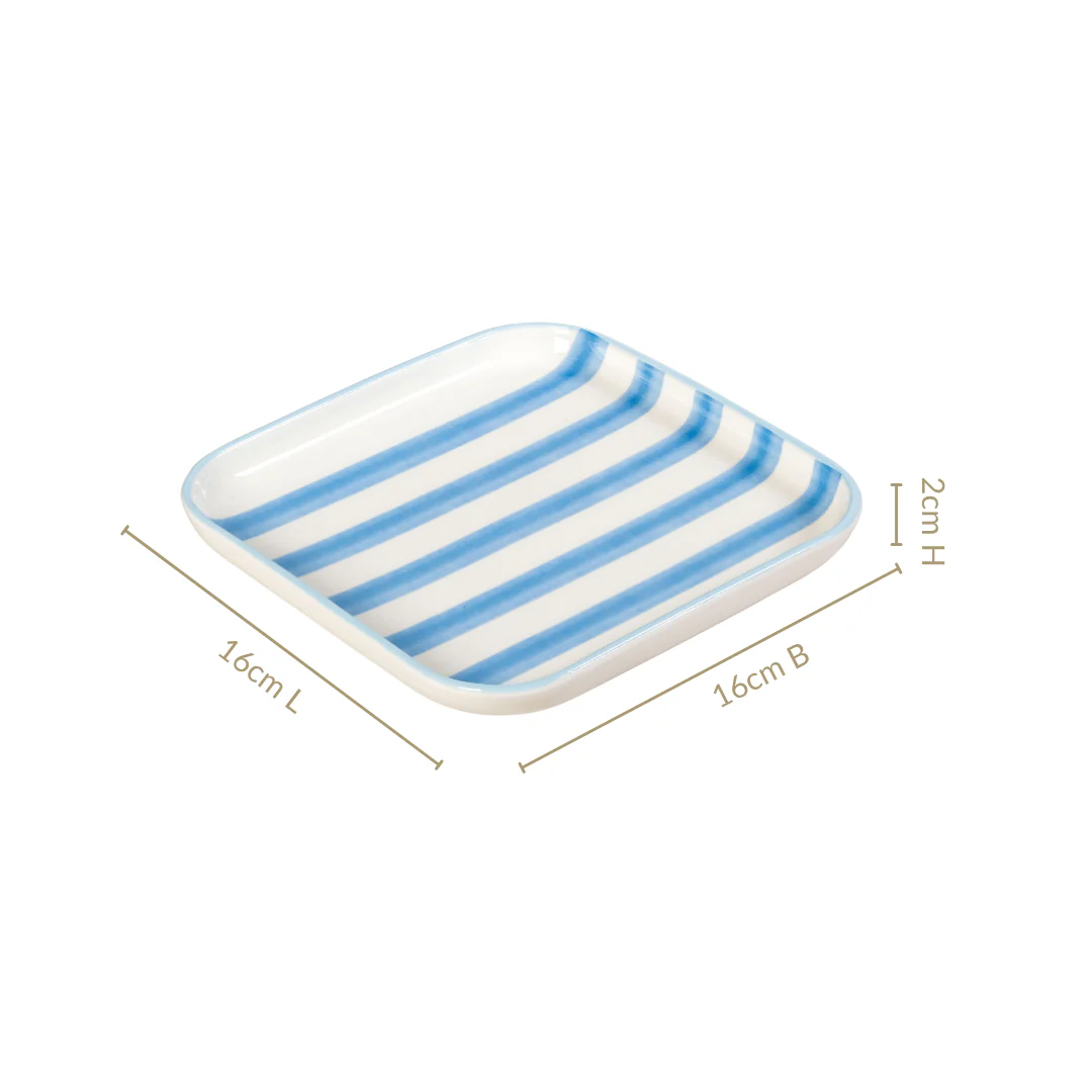Carnival Stripe Dessert Plates Set Of 2 Blue Green 16x16cm - Image 4