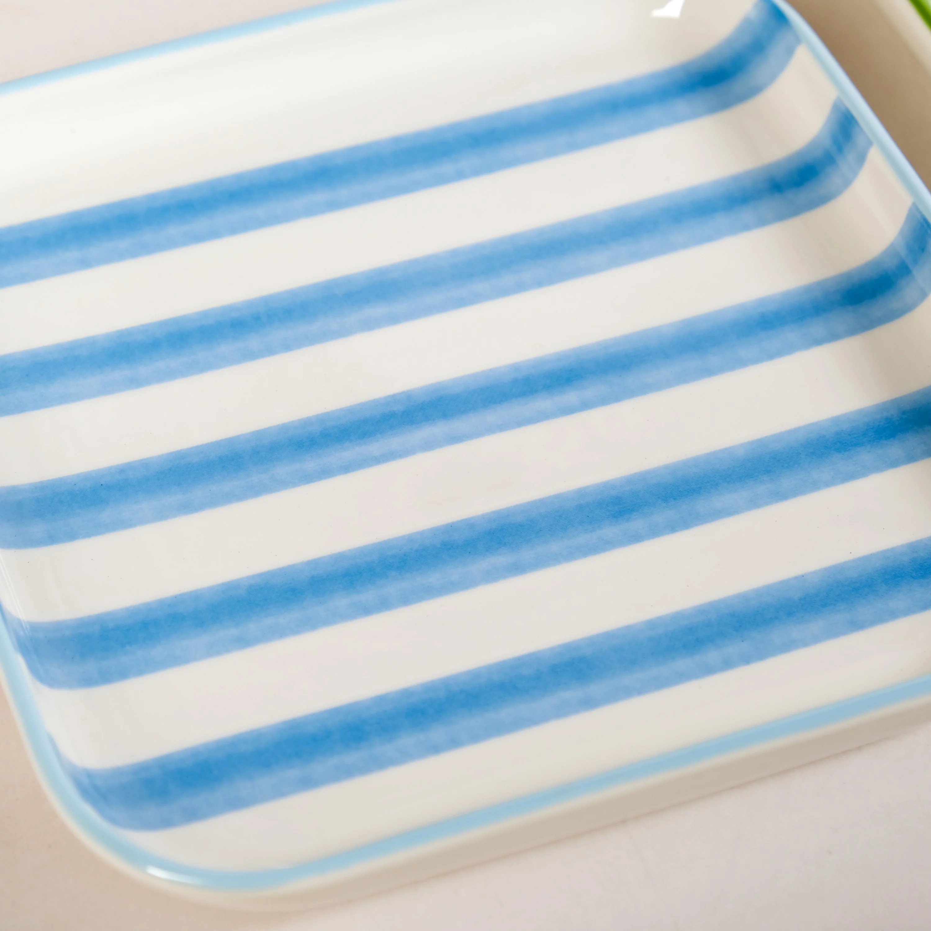 Carnival Stripe Dessert Plates Set Of 2 Blue Green 16x16cm - Image 7