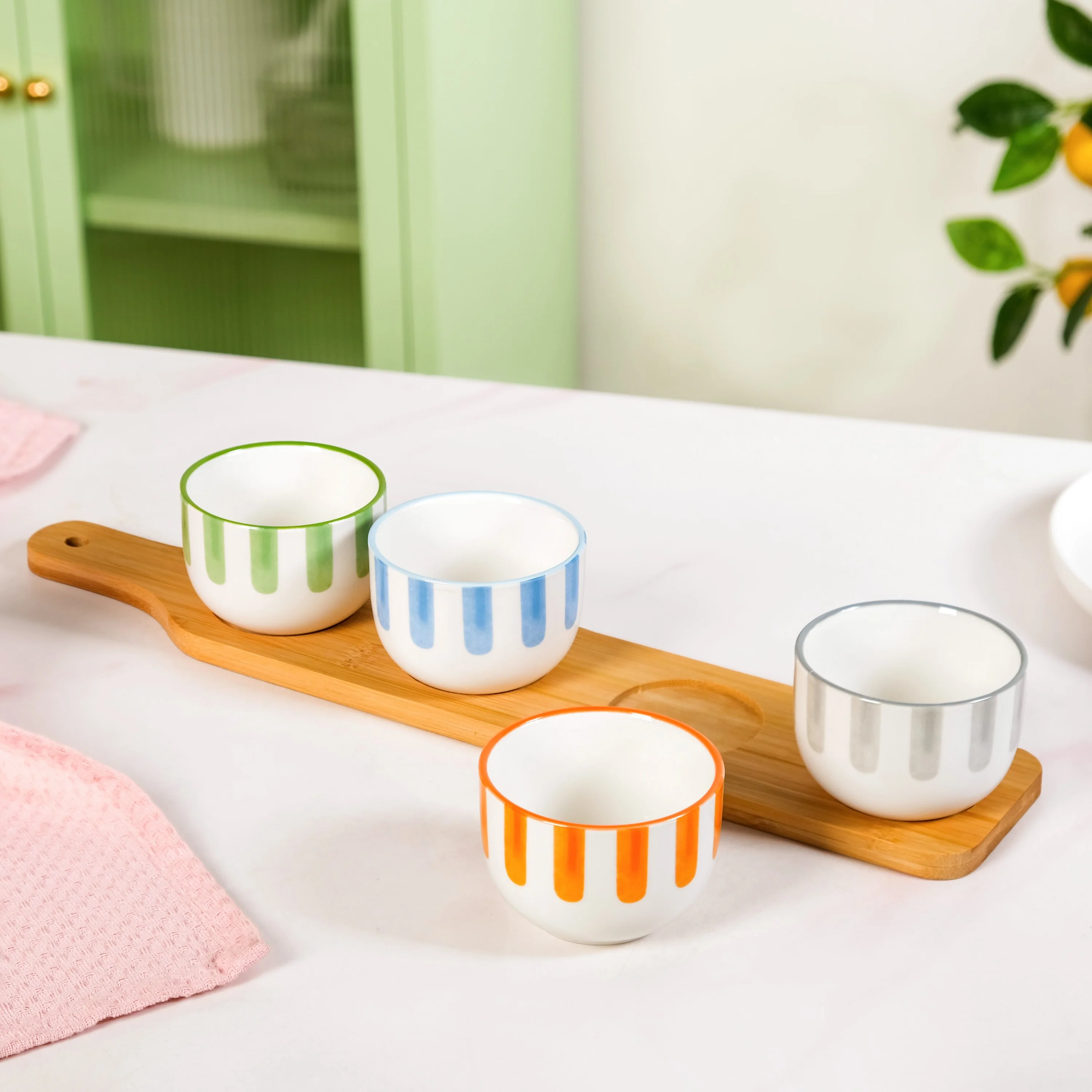 Carnival Stripe Serving Platter With Bowls Set Of 5 - Image 7