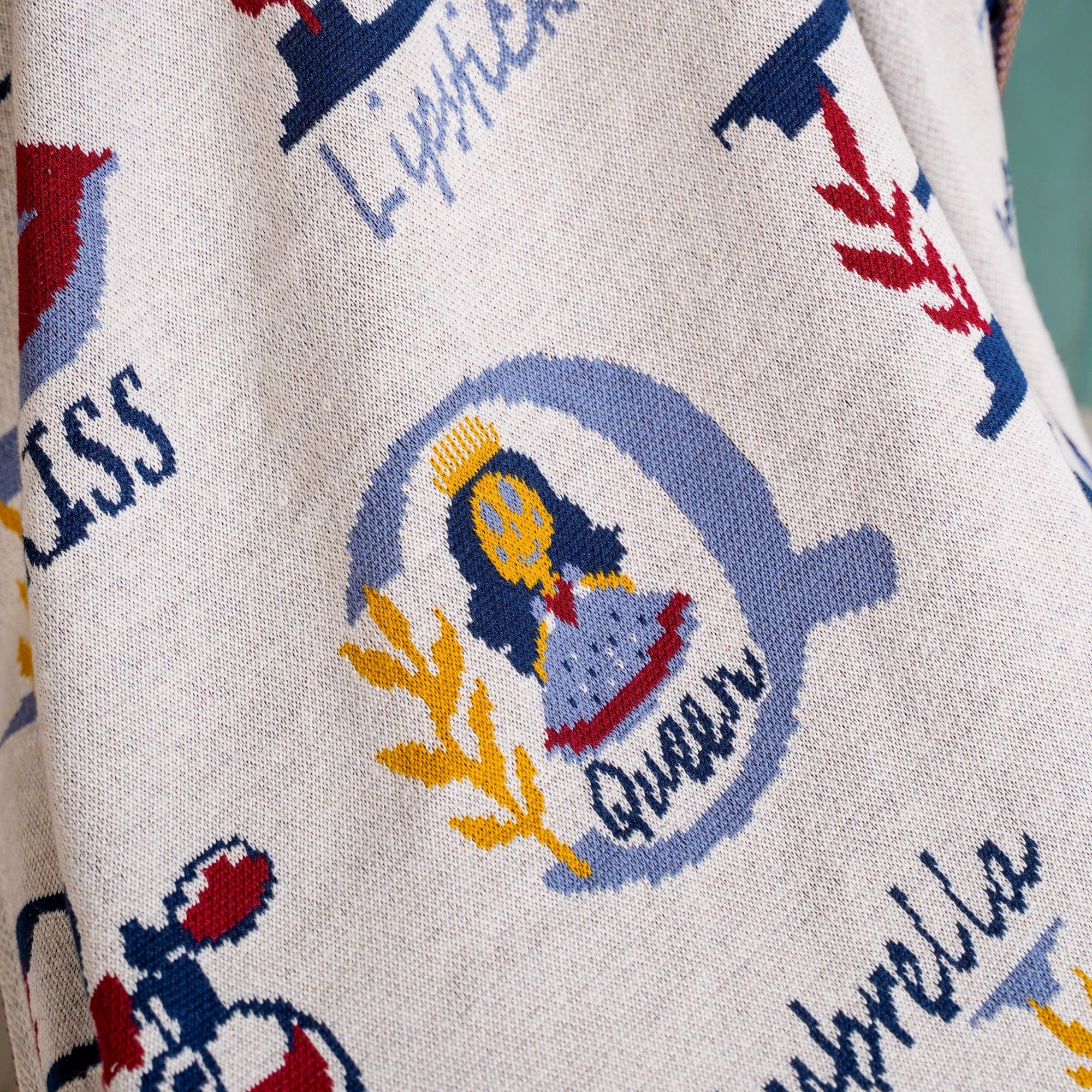 Castle Crown Alphabet Girls Fairytale Knitted Cotton Throw 150x128cm - Image 6
