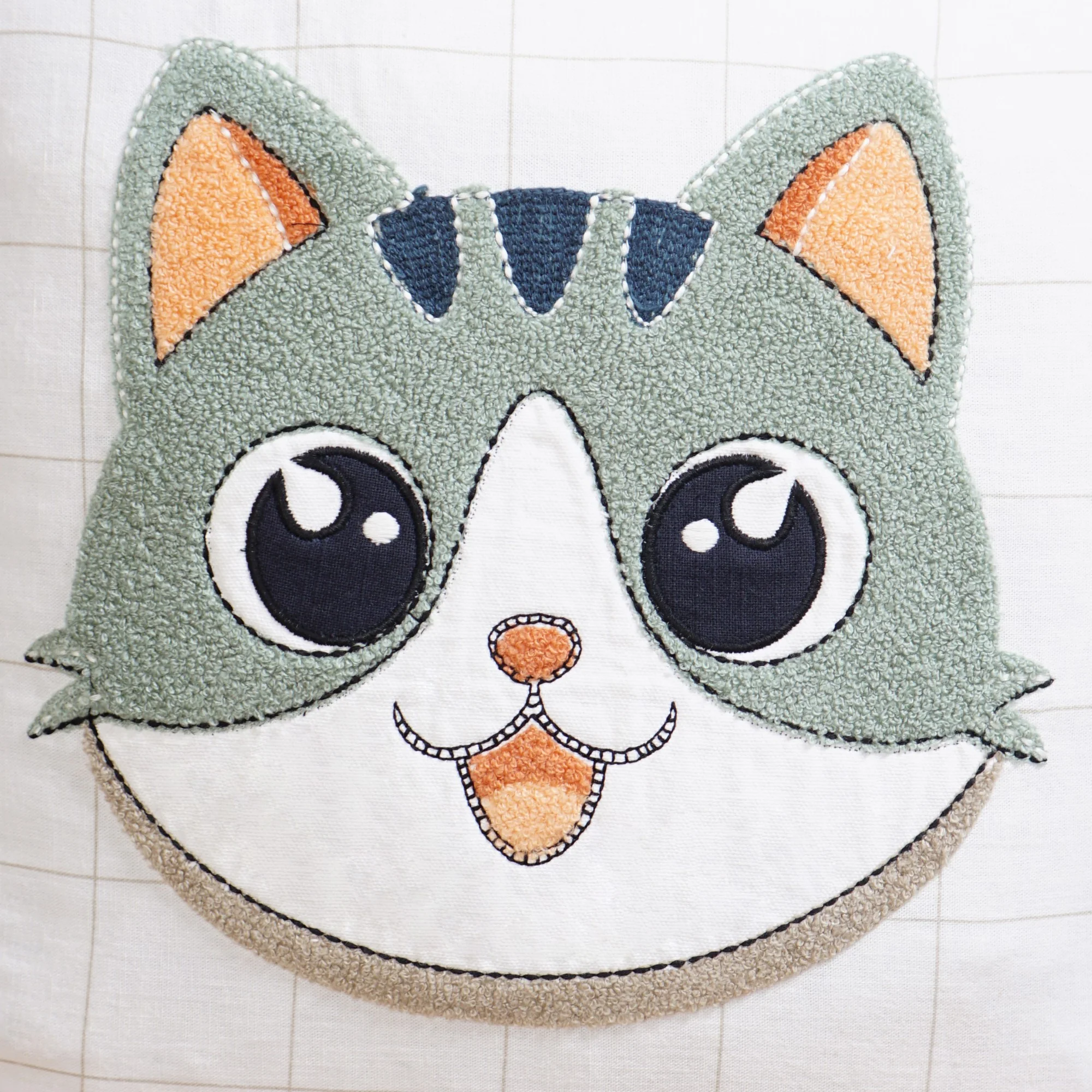 Cat Embroidered Kids Cushion Cover 42x42cm - Image 5