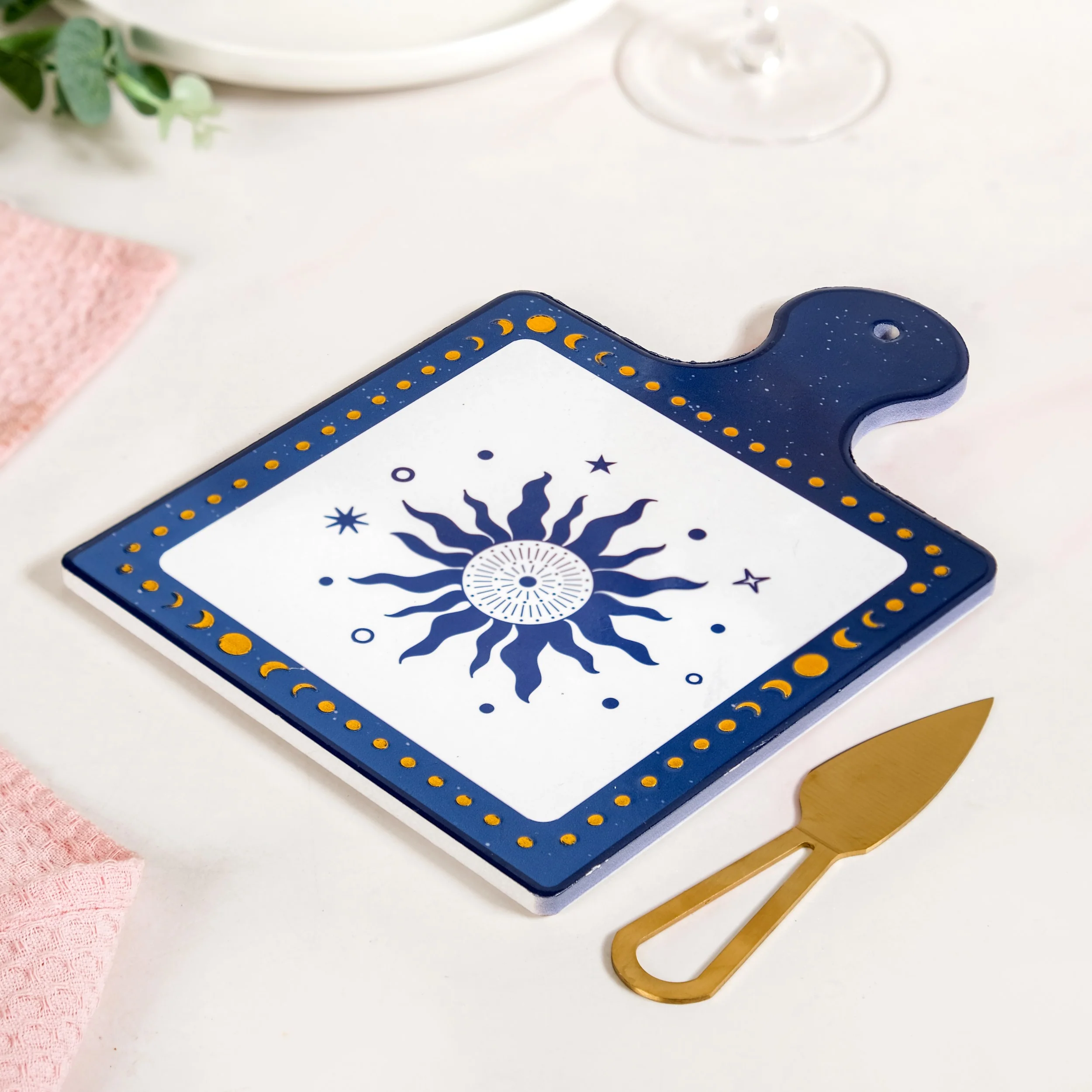 Celeste Sun Moon Cheeseboard With Knife Set Of 2 - Image 2