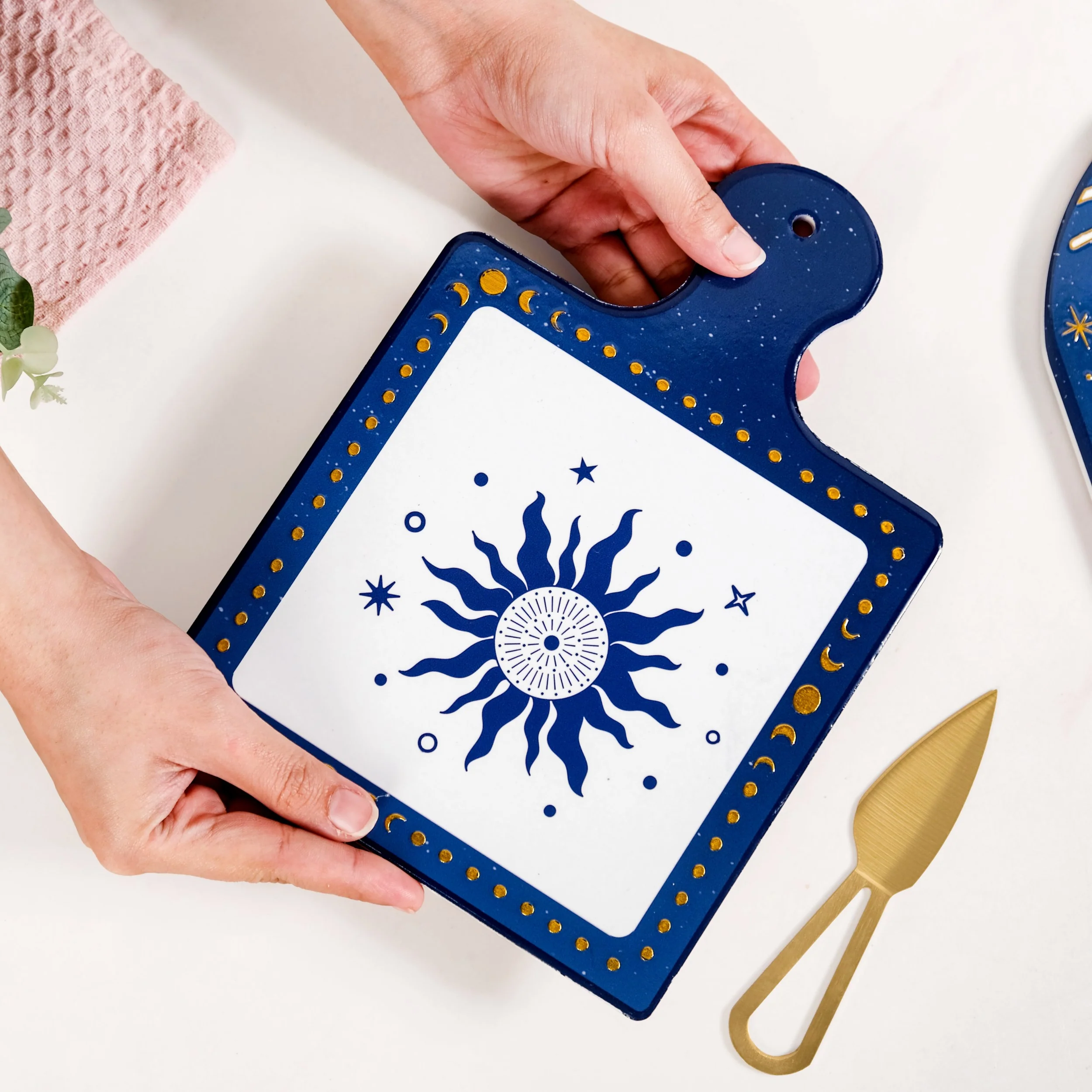 Celeste Sun Moon Cheeseboard With Knife Set Of 2 - Image 3