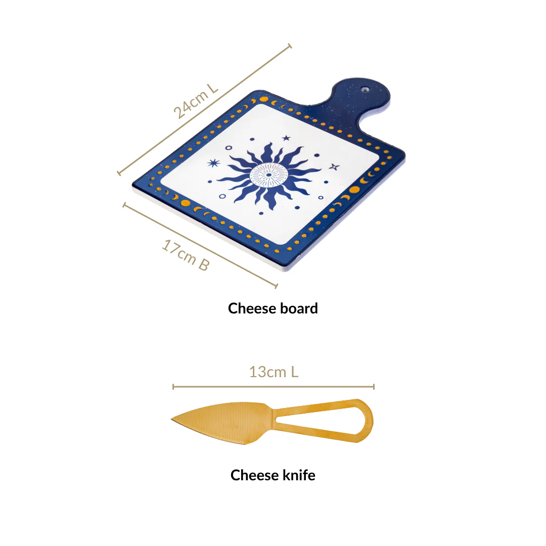 Celeste Sun Moon Cheeseboard With Knife Set Of 2 - Image 4