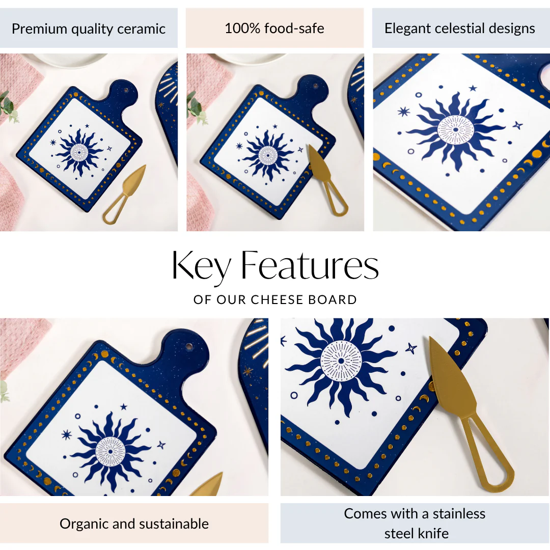 Celeste Sun Moon Cheeseboard With Knife Set Of 2 - Image 5