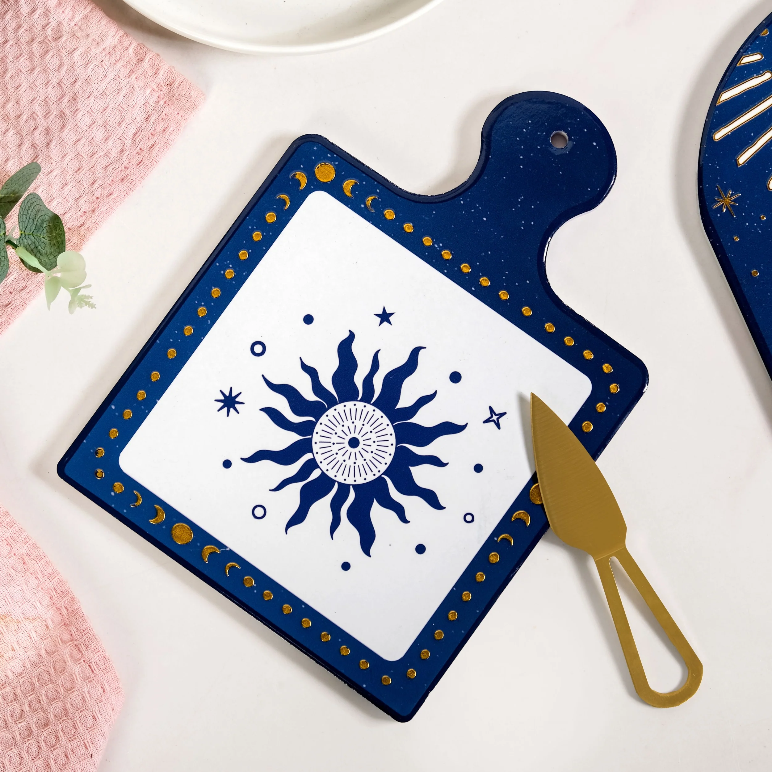 Celeste Sun Moon Cheeseboard With Knife Set Of 2 - Image 8