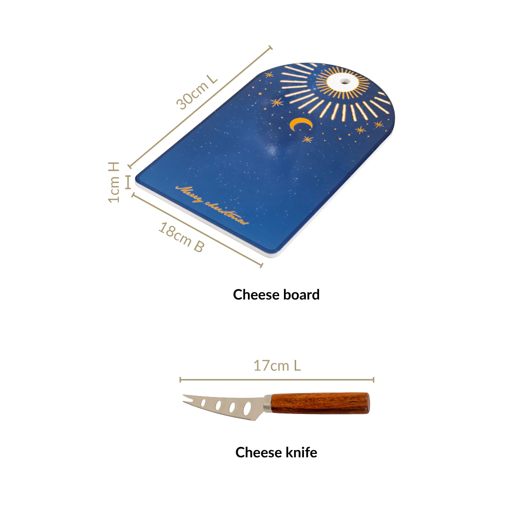 Celestial Ceramic Cheese Platter With Knife Set Of 2 - Image 4