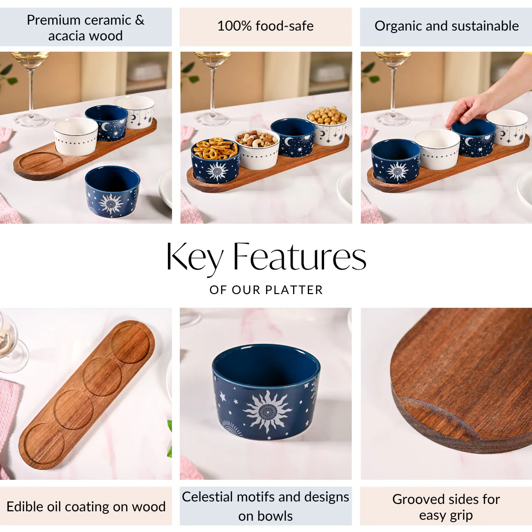 Celestial Charm Serving Platter With Bowls Set Of 5 - Image 5