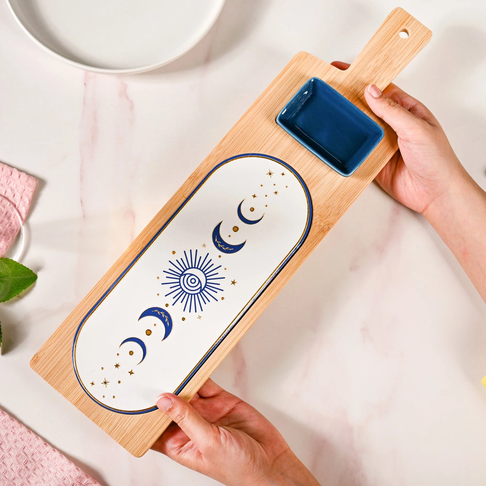 Celestial Platter With Ceramic Dish Set Of 2 - Image 4
