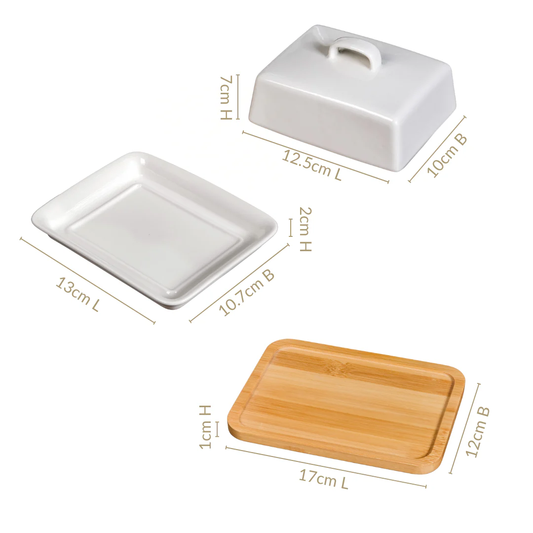 Ceramic Butter Dish With Lid And Tray - Image 3
