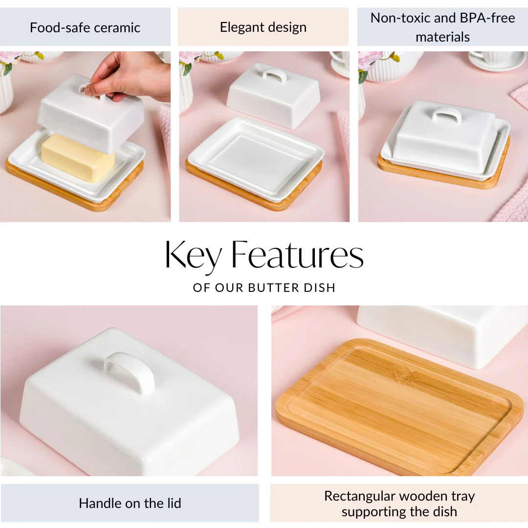Ceramic Butter Dish With Lid And Tray - Image 4