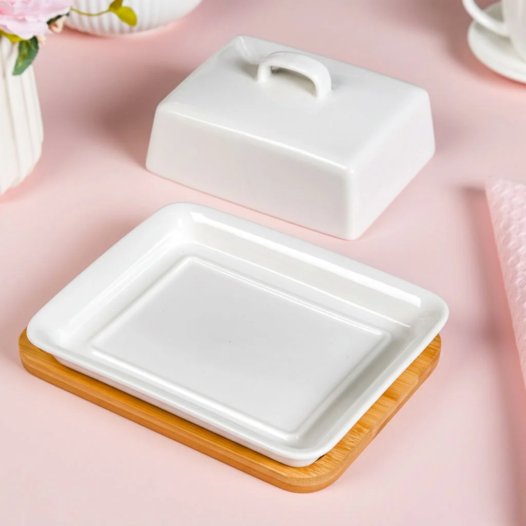 Ceramic Butter Dish With Lid And Tray - Image 7