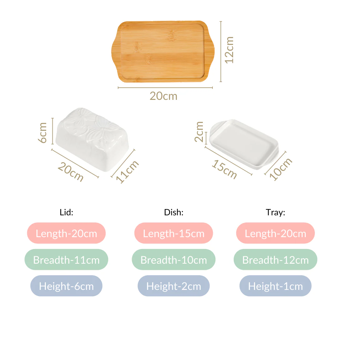 Ceramic Butter Dish With Lid And Wooden Tray - Image 4