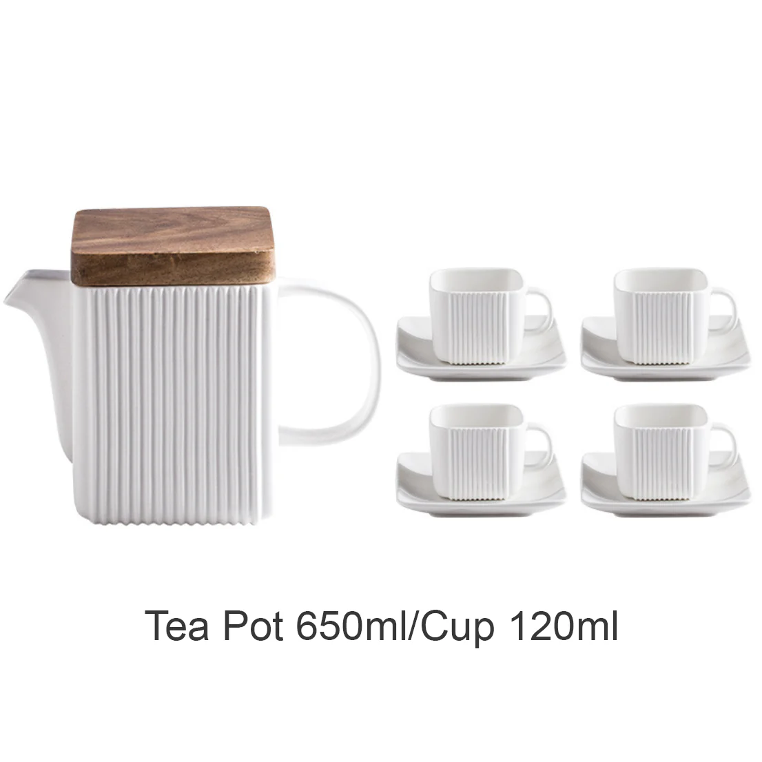 Ceramic Tea Set White - Image 3