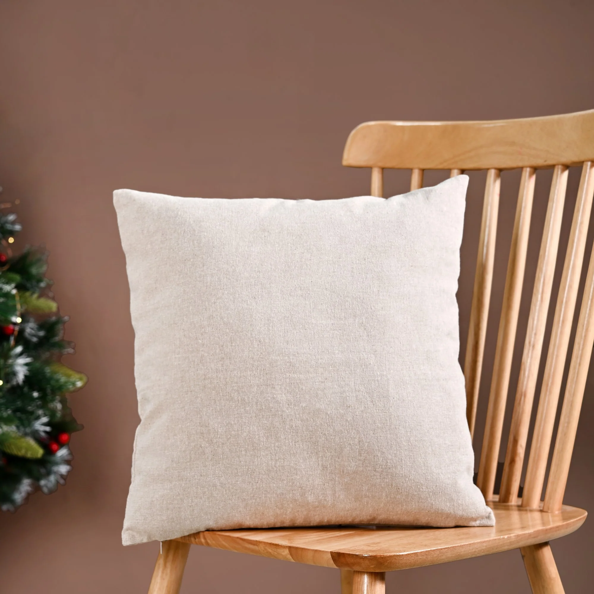 Chambray Cotton Cushion Cover With Floral Embroidery 40x40cm - Image 7