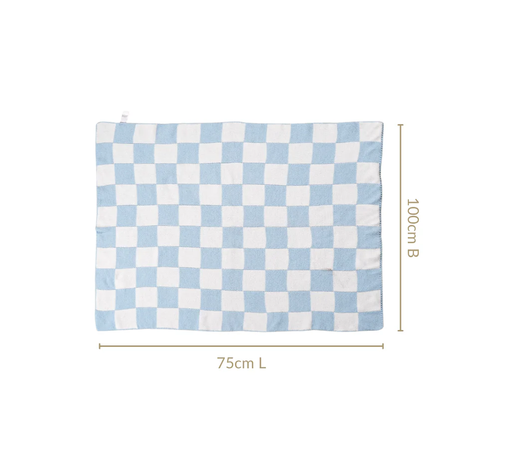 Checkered Blue White Reversible Small Throw 100x75cm - Image 3