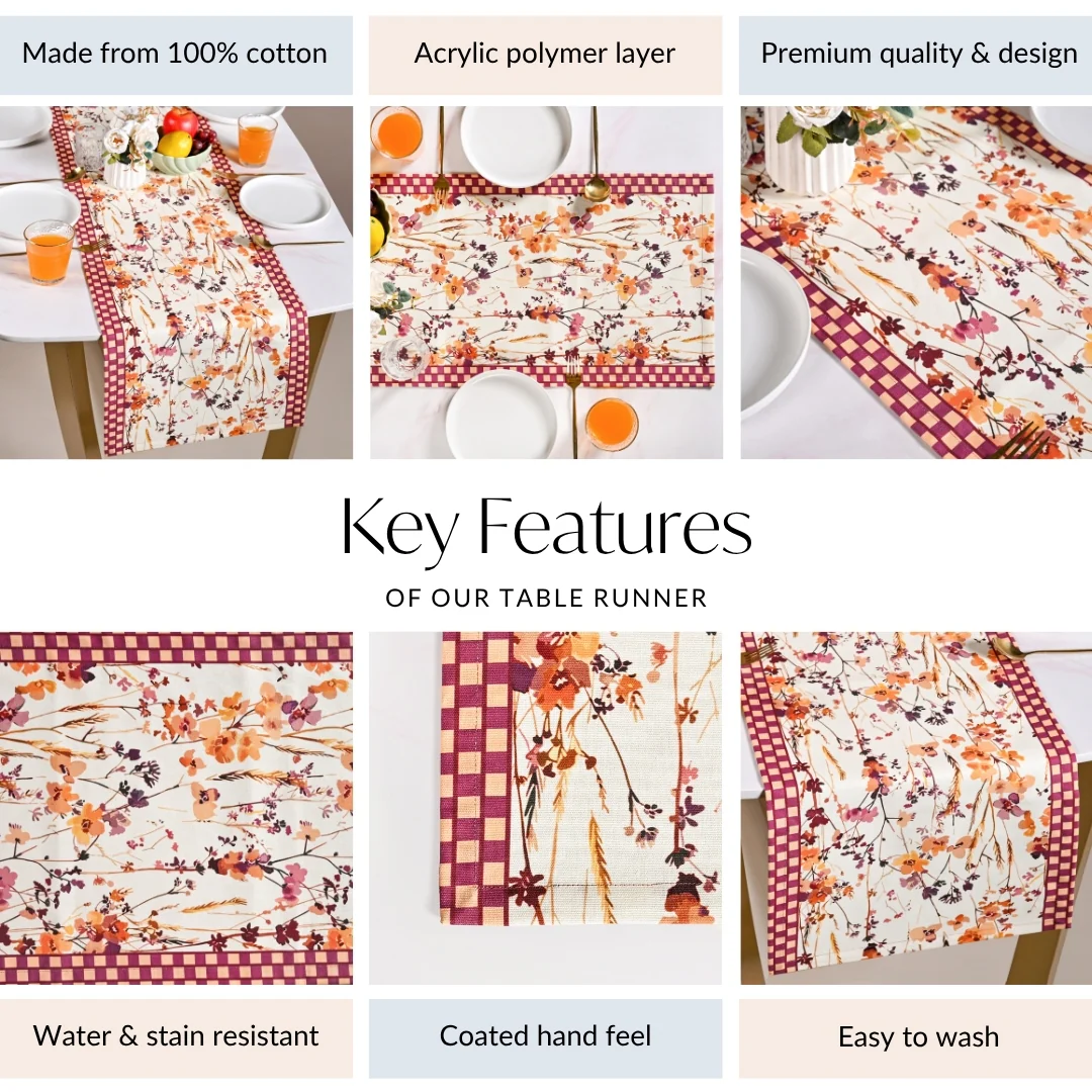 Checkered Border 6 Seater Runner 185x35cm - Image 4