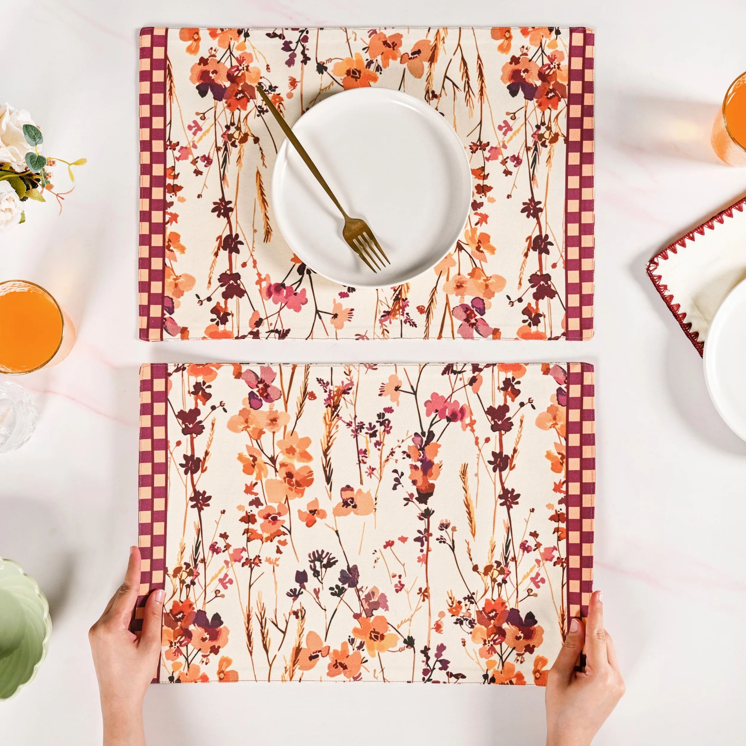 Checkered Border Placemat Set Of 4 - Image 3