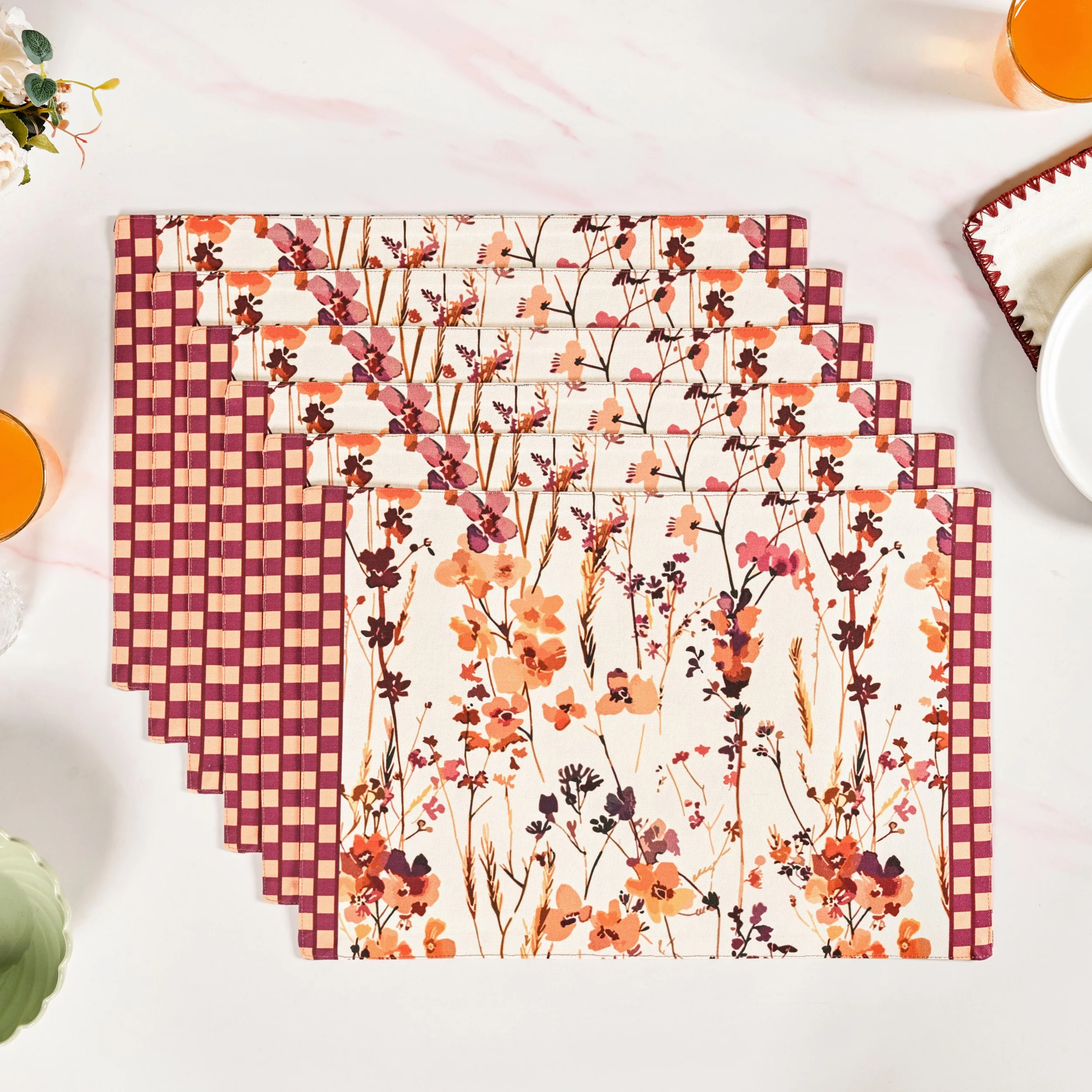 Checkered Border Placemat Set Of 6 - Image 2