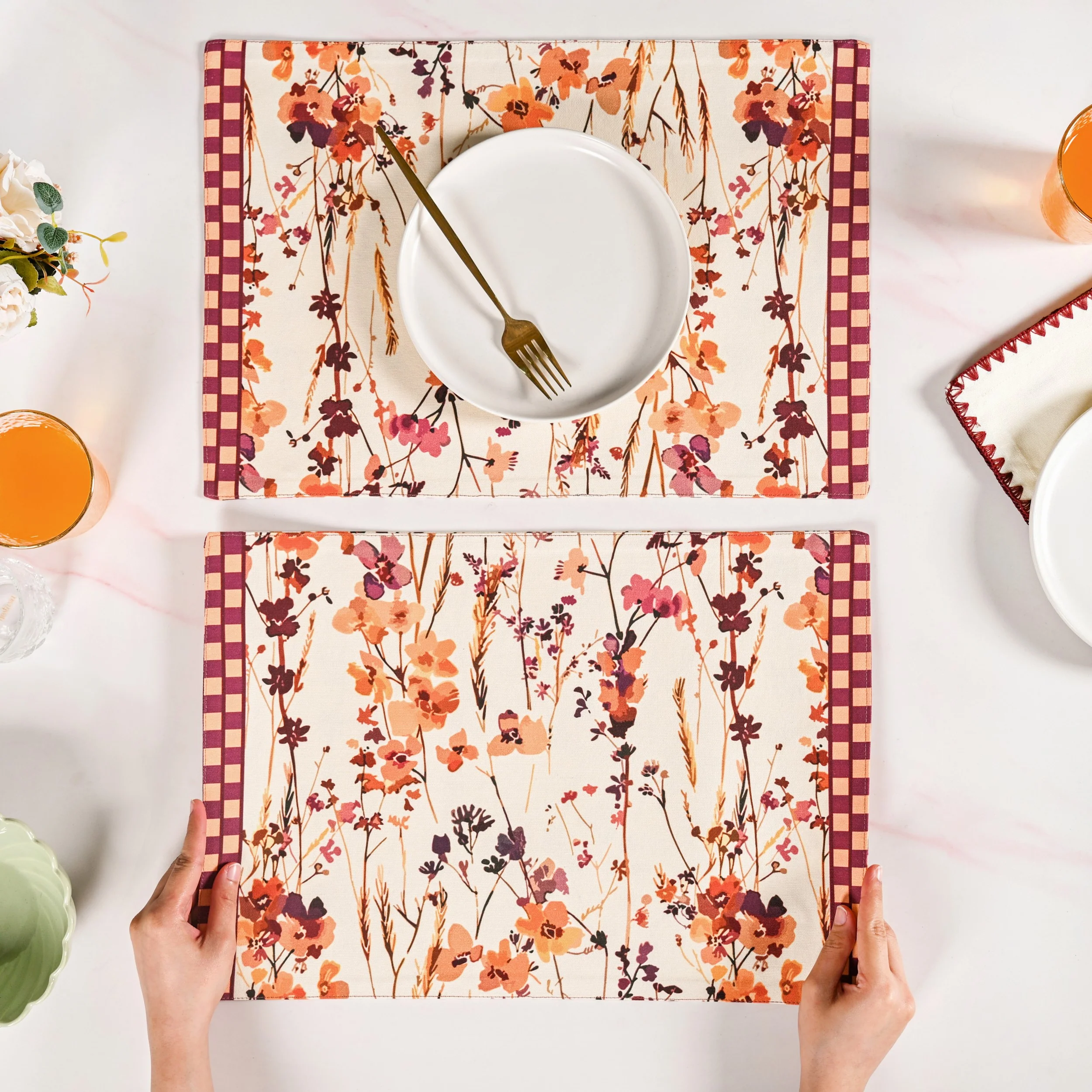 Checkered Border Placemat Set Of 6 - Image 3