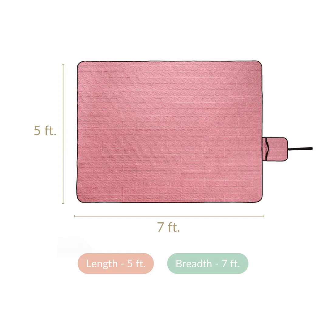 Checkered Red and White Foldable Picnic Mat 84x60 Inch - Image 4