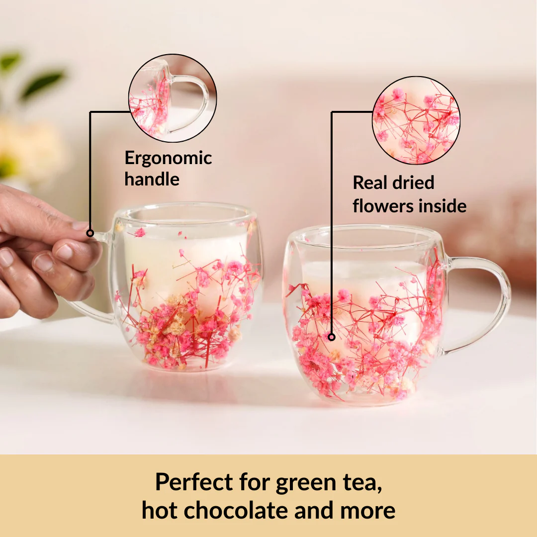 Cherry Blossom Double Walled Coffee Mug Set Of 2 250ml - Image 5