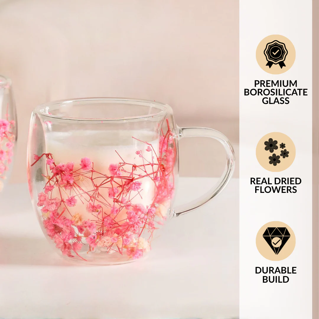 Cherry Blossom Double Walled Coffee Mug Set Of 2 250ml - Image 7