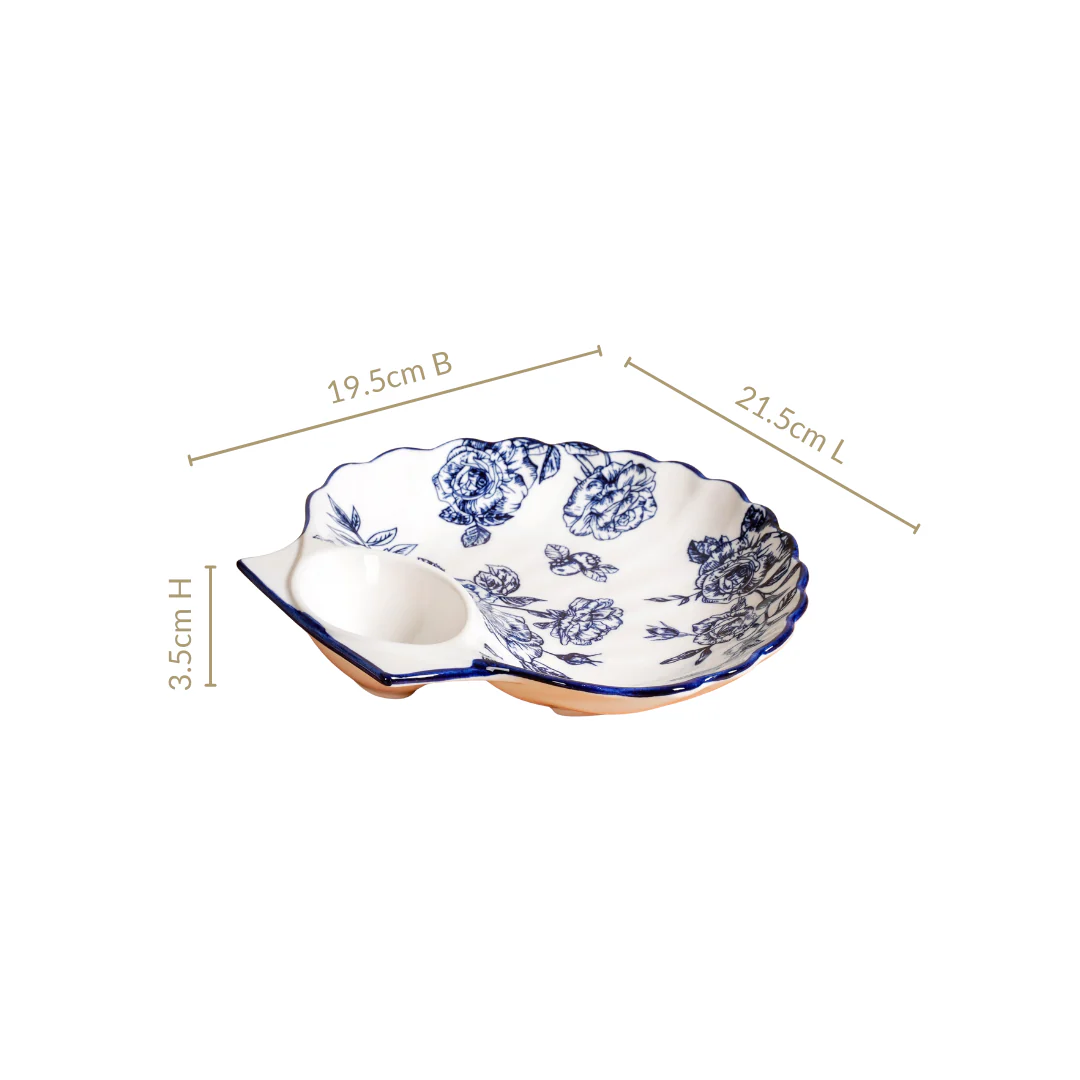 Chinoiserie Blue Ceramic Section Plates Set Of 2 - Image 4