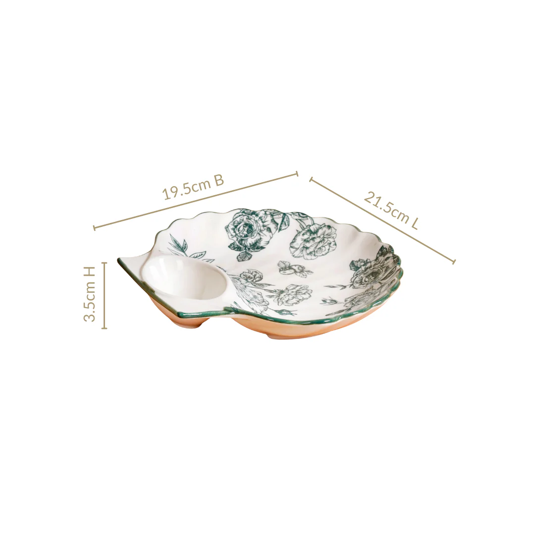 Chinoiserie Green Ceramic Section Plates Set Of 2 - Image 4