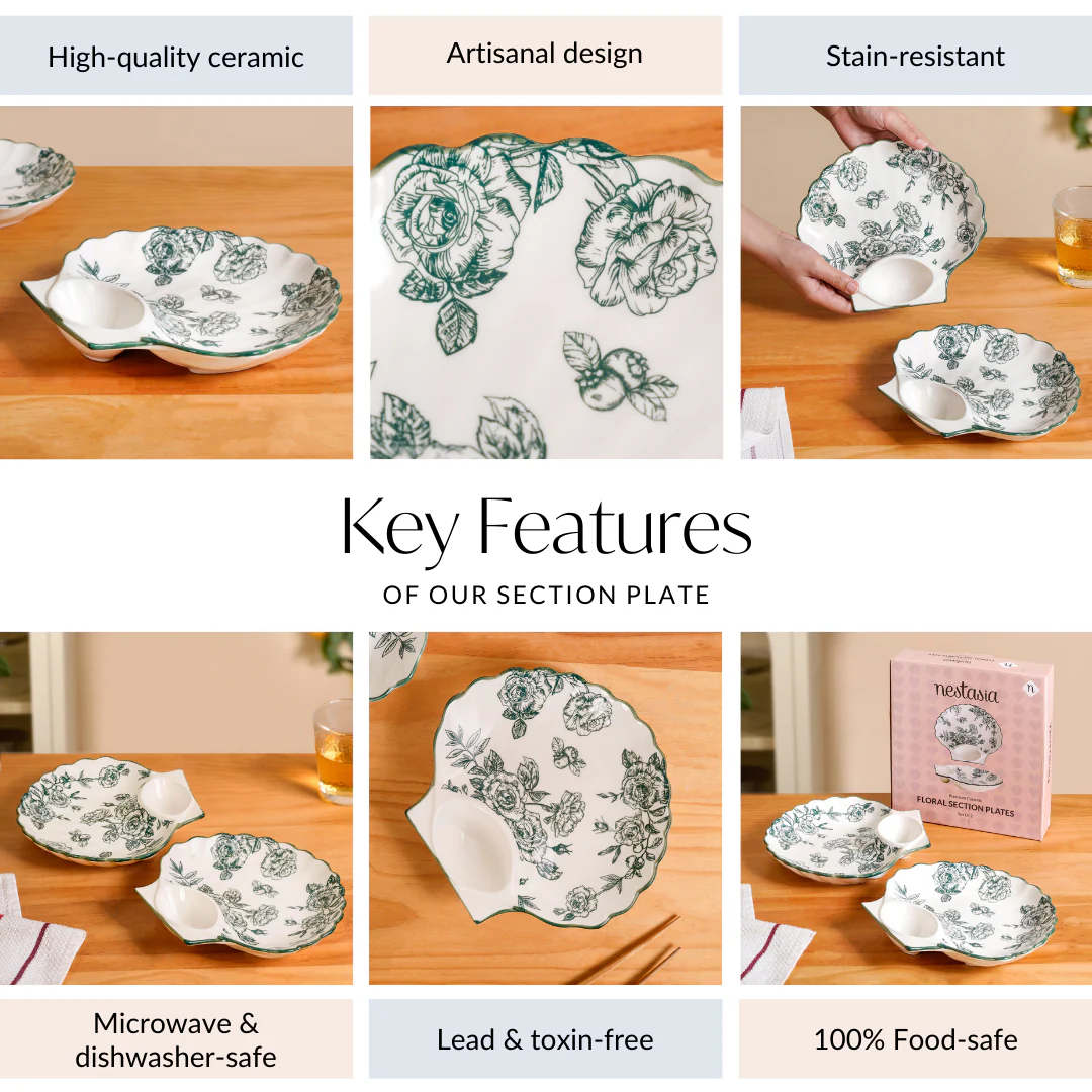 Chinoiserie Green Ceramic Section Plates Set Of 2 - Image 5