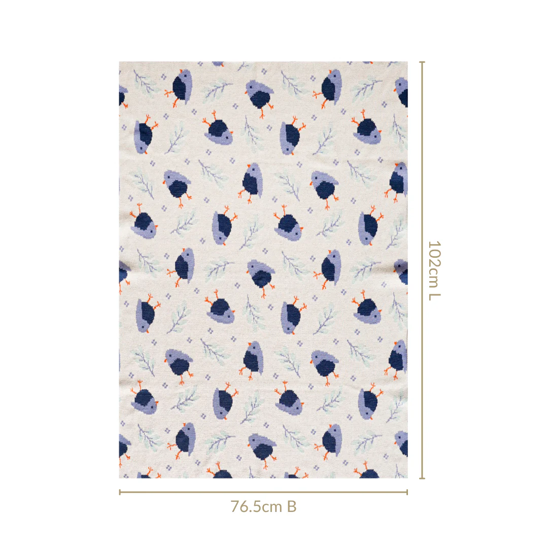 Chirpy Bluebird Knitted Cotton Throw For Toddlers 102x76cm - Image 4
