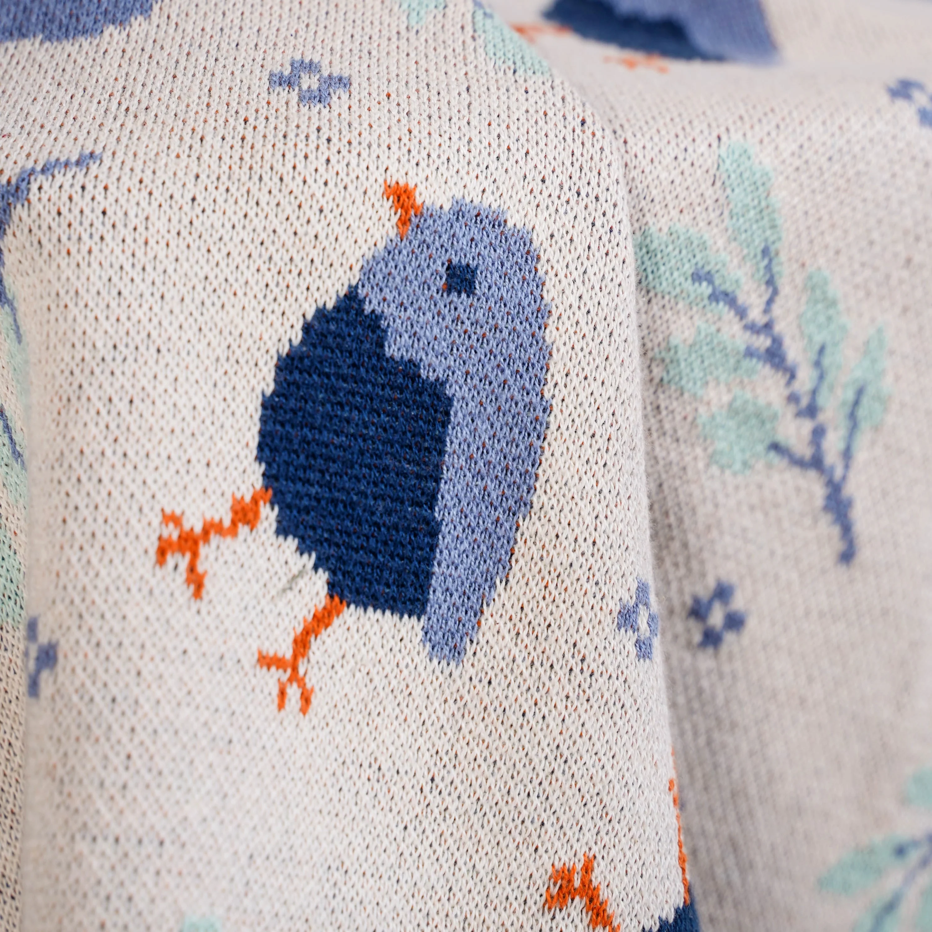 Chirpy Bluebird Knitted Cotton Throw For Toddlers 102x76cm - Image 6