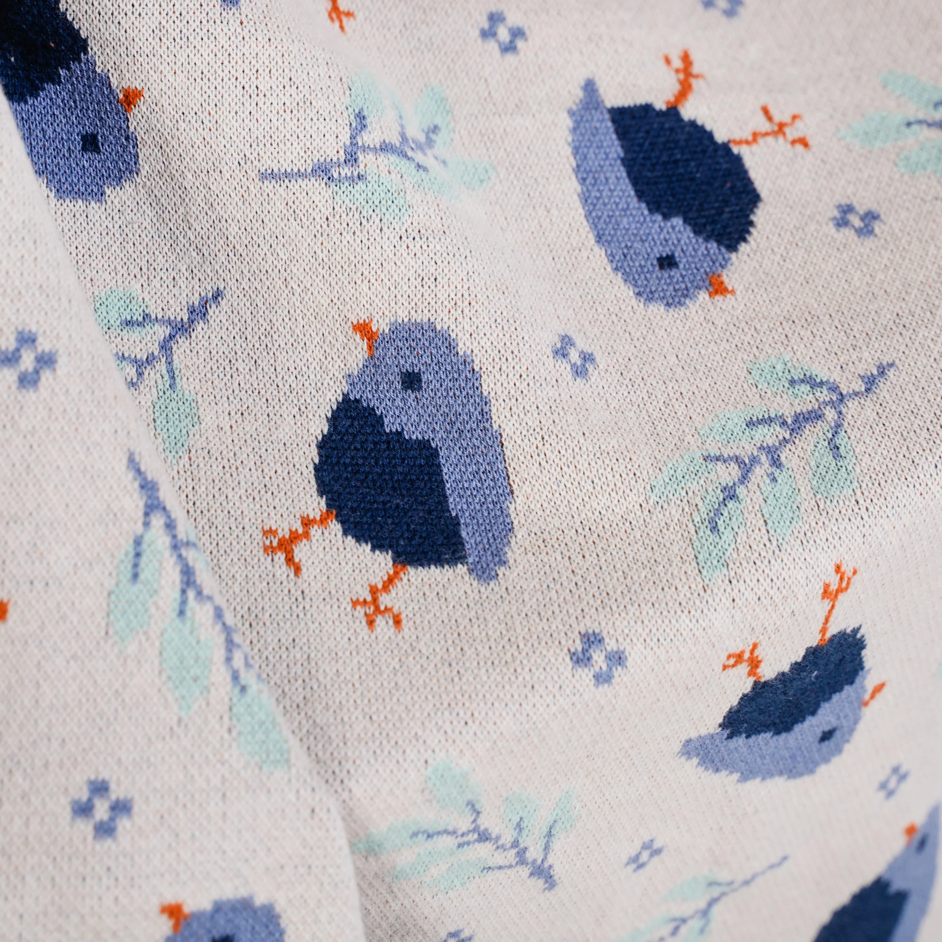Chirpy Bluebird Knitted Cotton Throw For Toddlers 102x76cm - Image 7