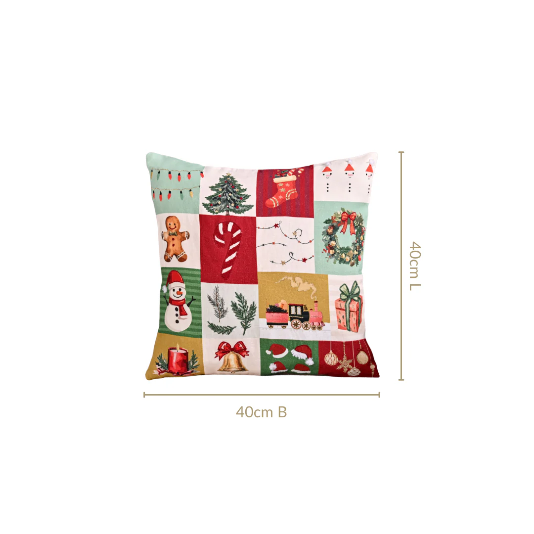 Christmas Chronicles Embroidered Cotton Cushion Cover 40x40cm - Image 3