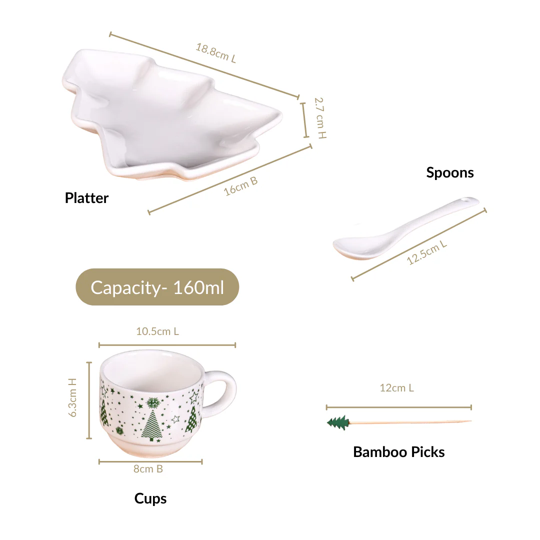 Christmas Cups Spoon Tree Platter Picks Gift Set - Image 4