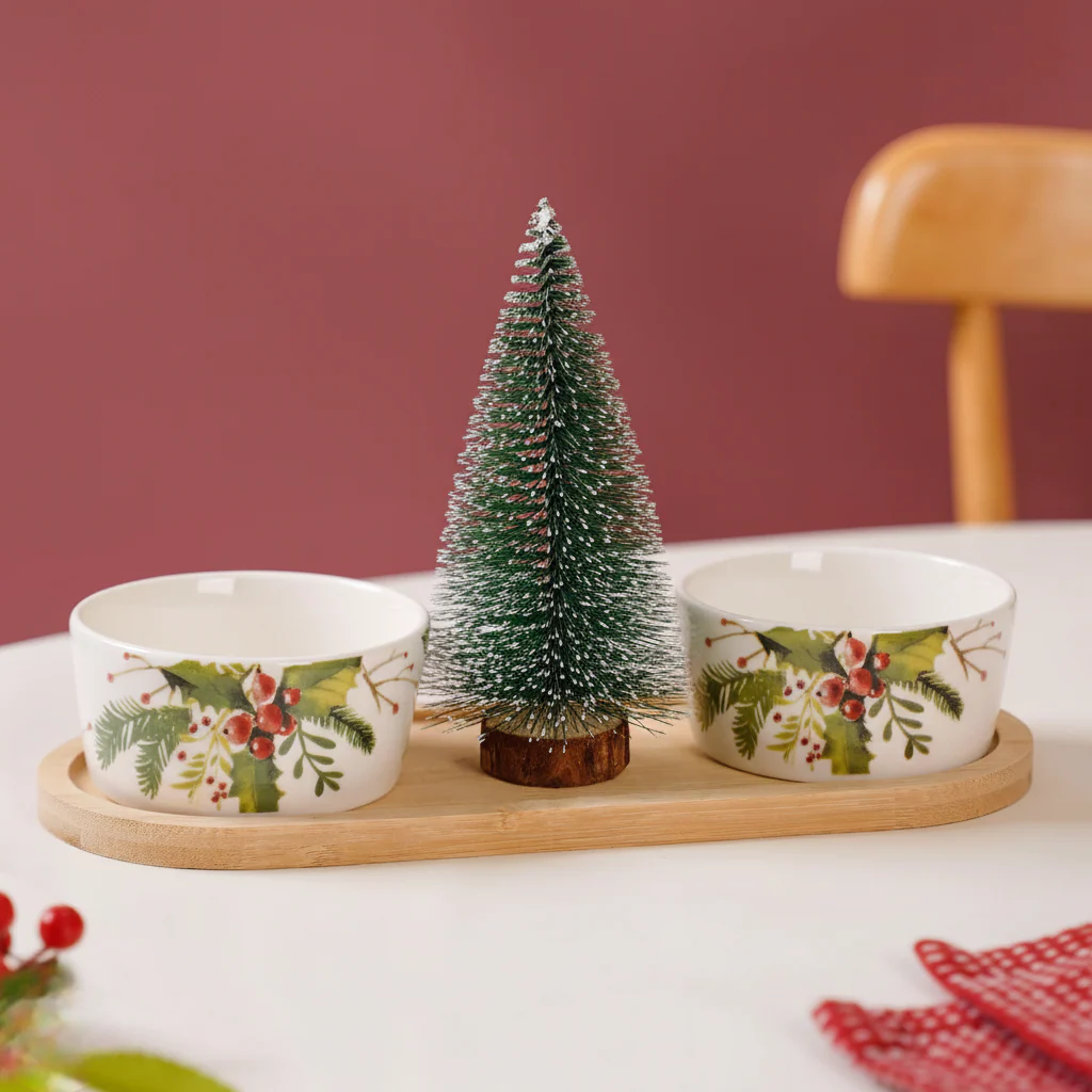 Christmas Pine Tree And Bowl Snack Platter Set - Image 3