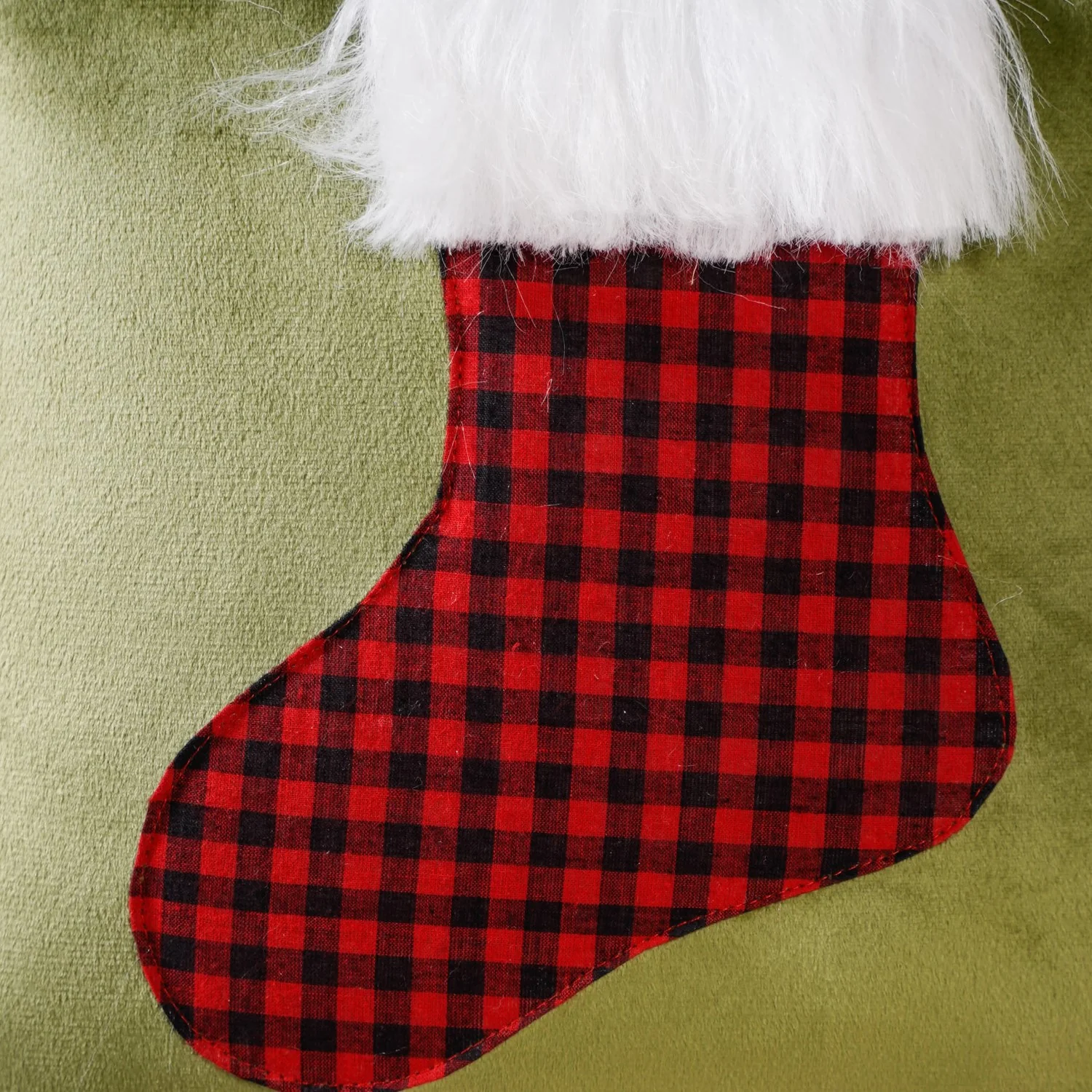 Christmas Stocking Velvet Cushion Cover 40x40cm - Image 3