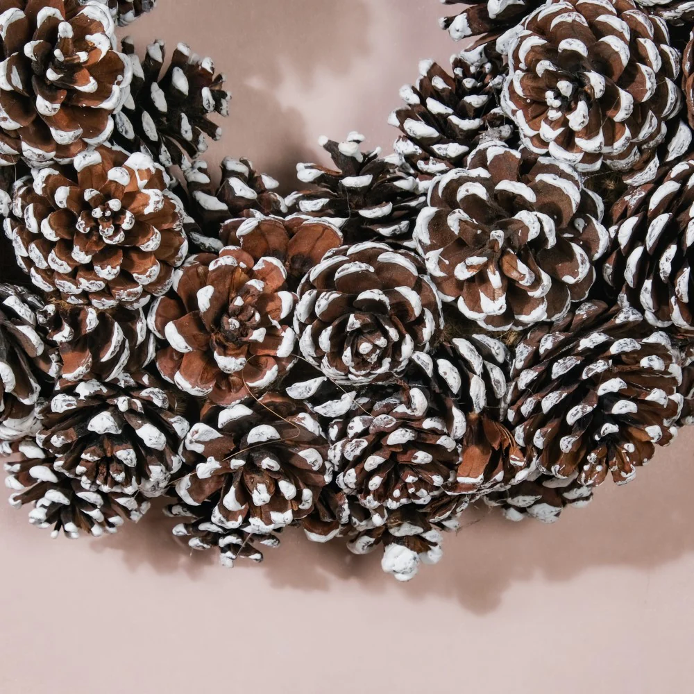 Christmas Wreath Of Snowy Pinecones 11 Inch - Image 11