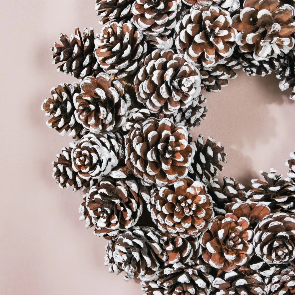 Christmas Wreath Of Snowy Pinecones 11 Inch - Image 5