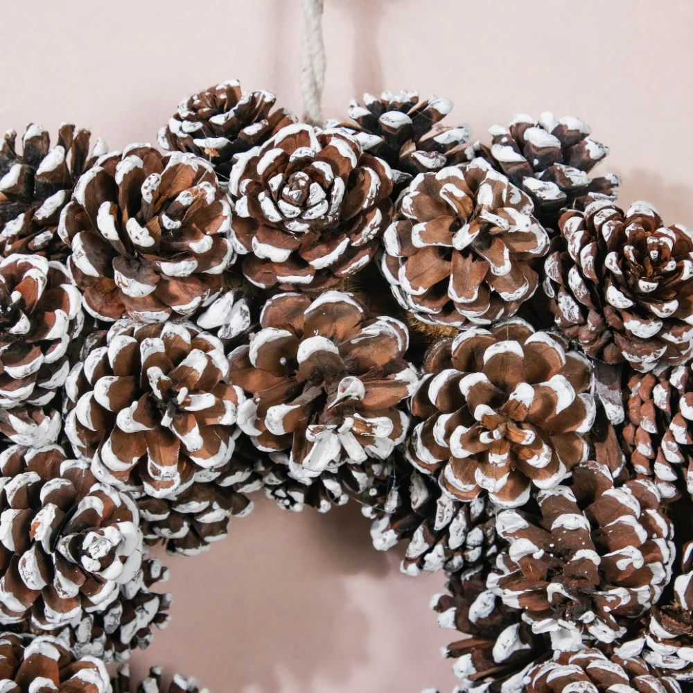 Christmas Wreath Of Snowy Pinecones 11 Inch - Image 7
