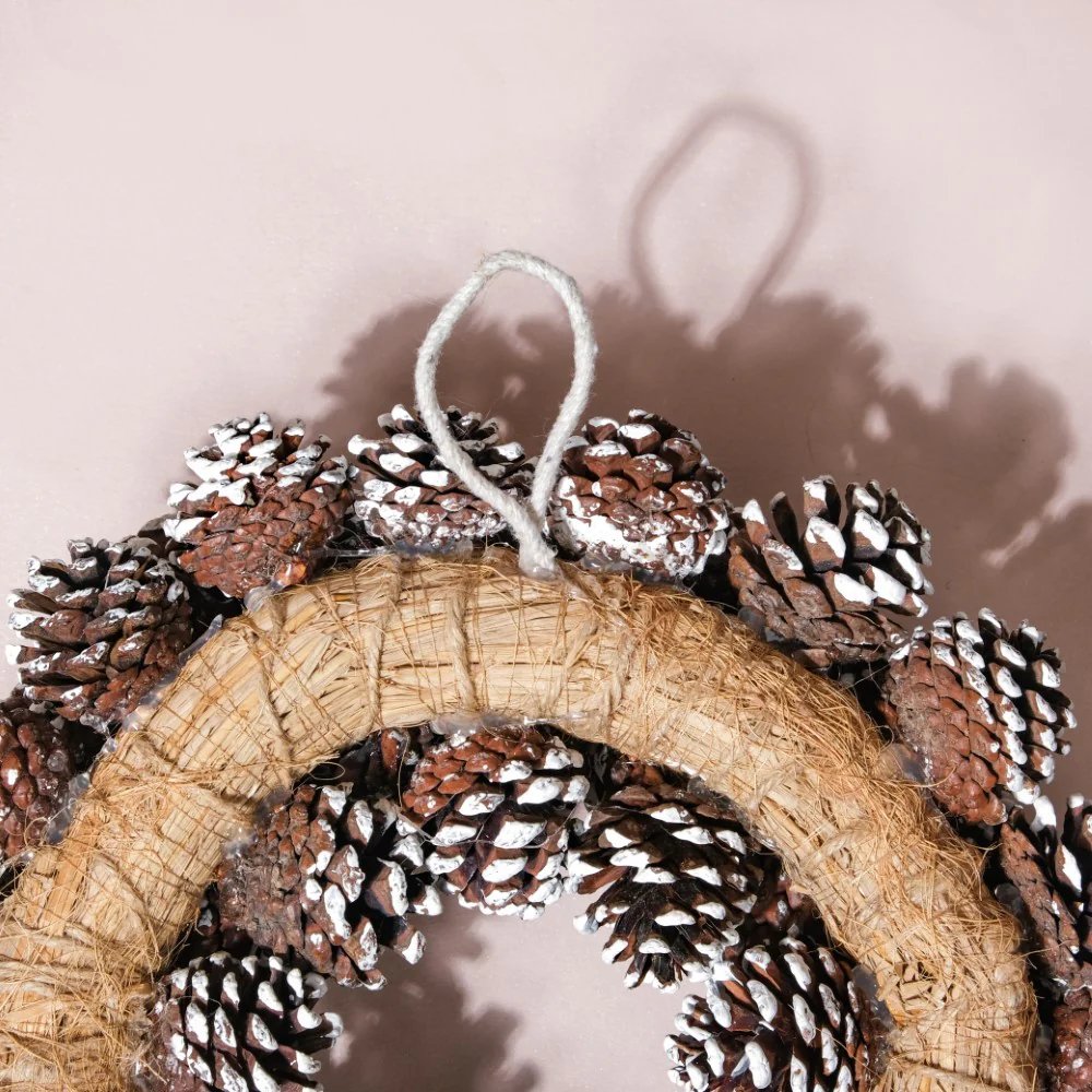Christmas Wreath Of Snowy Pinecones 11 Inch - Image 8