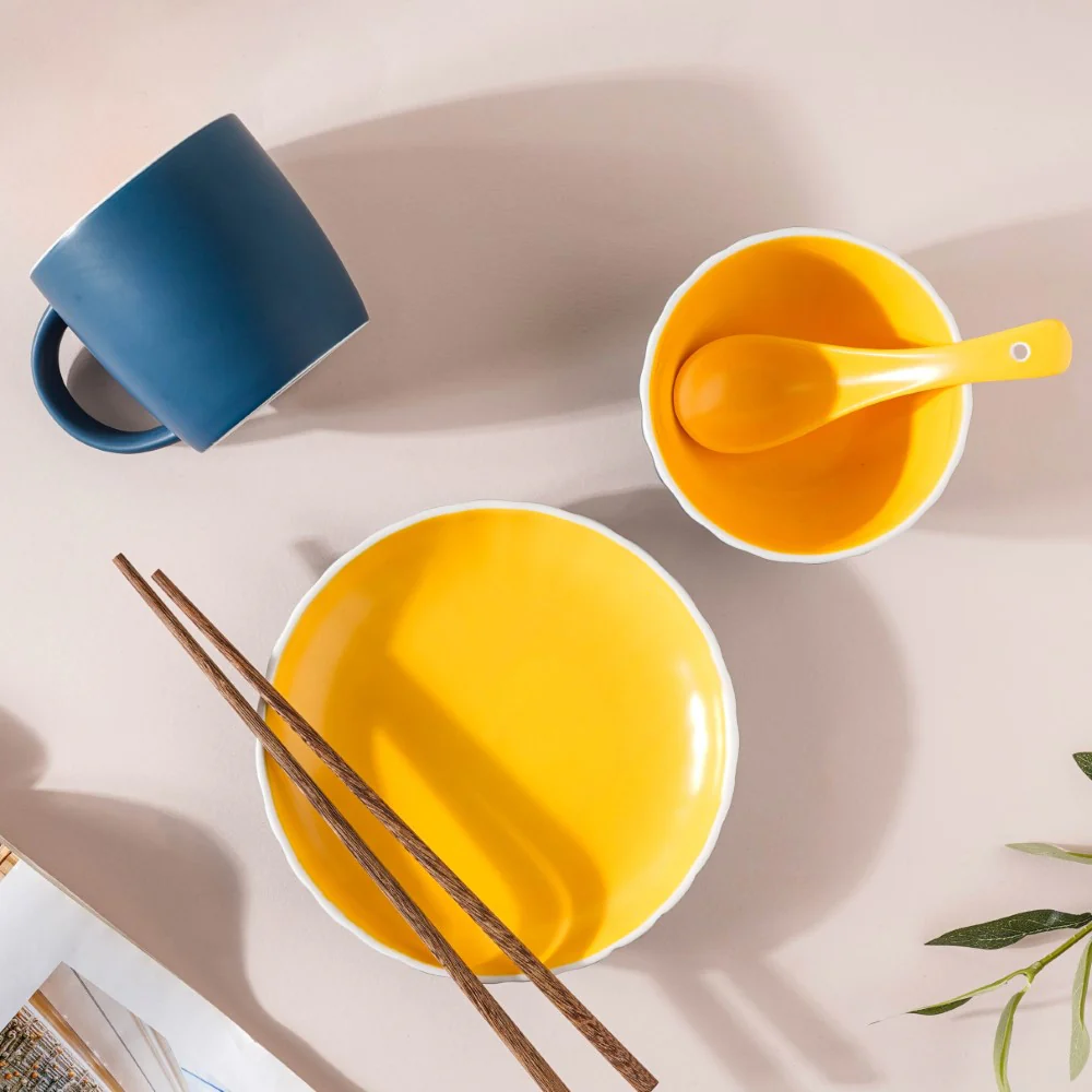 Chrome 5 Piece Blue Snack Set For 1 - Image 3